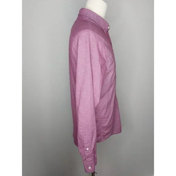 Hollister Mens Large Button Up Shirt Epic Flex Stretch LS Classic Fit Mauve Pink - Picture 7 of 14